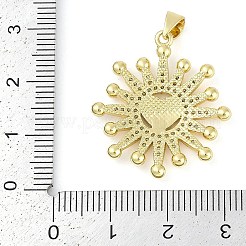 ラックメッキ真鍮マイクロパヴェクリアキュービックジルコニアペンダント  ABSプラスチックパールとエナメルを使用  長持ちメッキ  カドミウムフリー＆鉛フリー  18KGP本金メッキ  太陽  27.5x25x3mm  穴：4x3.5mm&nbsp;KK-P287-46A-G