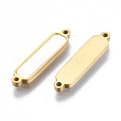 304ステンレススチールリンクコネクター  シェルと  長方形  貝殻色  14KGP本金メッキ  18x4x1.5mm  穴：0.9mm&nbsp;STAS-S116-328G