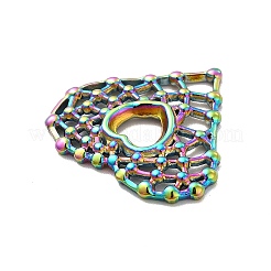 イオンプレーティング（IP）304ステンレスペンダント  中空ハートチャーム  虹色  23x24x2.5mm  穴：5x5mm&nbsp;STAS-F282-14MC