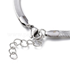変色しにくいユニセックス 304 ステンレススチール ヘリンボーン チェーン ブレスレット  カニカン付き  ステンレス鋼色  7インチ（17.9cm）  4.3mm&nbsp;X-BJEW-O177-01A-P