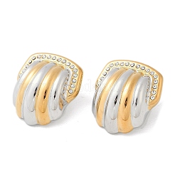 304ステンレススチールツートンシェルシェイプスタッドピアス  18KGP本金メッキ  26.5x24mm&nbsp;EJEW-M073-12PG