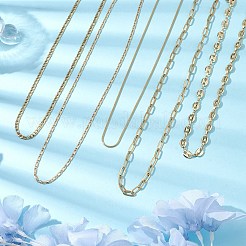 5個5スタイル304ステンレススチールチェーンネックレスセット  ゴールドカラー  17.87~18.07インチ（45.4~45.9cm）  1個/スタイル&nbsp;NJEW-JN05022