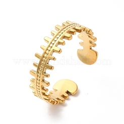 Ion Plating(IP) 304 Stainless Steel Zipper Shape Open Cuff Ring for Women&nbsp;RJEW-K245-36G