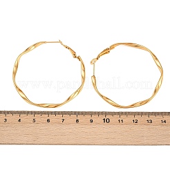 304ステンレススチールフープピアス  イオンプレーティング（ip）  18KGP本金メッキ  52~52.5x3mm&nbsp;EJEW-I320-25G-02