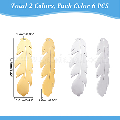 12Pcs 2 Colors 304 Stainless Steel Pendants&nbsp;STAS-UN0033-82