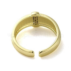 キュービックジルコニアのリングが付いたオープンブラス  リング  18KGP本金メッキ  内径：usサイズ7 1/4（17.5mm）&nbsp;RJEW-B057-07G