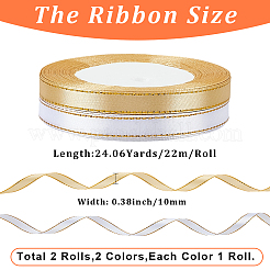 2ロール2色の金縁ポリエステルリボン  ミックスカラー  3/8インチ（10mm）  約24.06ヤード（22m）/ロール  1ロール/色&nbsp;OCOR-CY0003-11