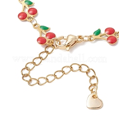 304 Stainless Steel Enamel Cherry Chain Bracelets&nbsp;BJEW-JB13002