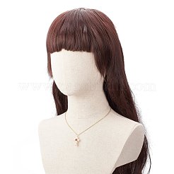 天然赤瑪瑙と真珠の編み込みクロス ペンダント ネックレス  女性用304ステンレススチールワイヤーラップジュエリー  17.72インチ（45cm）&nbsp;NJEW-JN03920-03