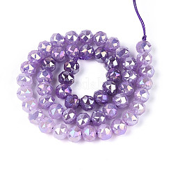 Anti-Tarnish Electroplate Glass Beads Strands&nbsp;X-GLAA-N064-8mm-08