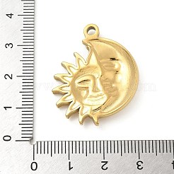 304ステンレスペンダント  太陽と月のチャーム  ゴールドカラー  32x26x4.5mm  穴：2mm&nbsp;STAS-I322-06G-02