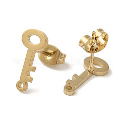 イオンプレーティング（IP）304ステンレススチールスタッドピアス金具  キー  ゴールドカラー  13x6mm  穴：1.2mm  ピン：0.7mm&nbsp;STAS-I206-73G