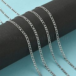 変色しにくい304ステンレススチール製フィガロチェーン  多面カット  溶接されていない  ステンレス鋼色  4~6x3mm&nbsp;CHS-L015-17