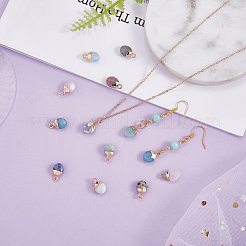 10Pcs 10 Styles Electroplate Natural & Synthetic Gemstone Charms&nbsp;G-SZ0002-15