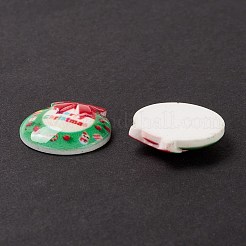クリスマスをテーマにした不透明樹脂カボション  クリスマスリース  ライムグリーン  18x18x4.5mm&nbsp;CRES-P022-10