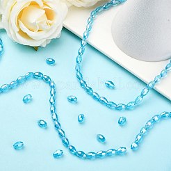 電気メッキガラスビーズセット  多面カットオーバル  空色  7.5x6mm  穴：1mm  約70個/連  20.67インチ（52.5cm）&nbsp;GC6X9MMC20Y-AB