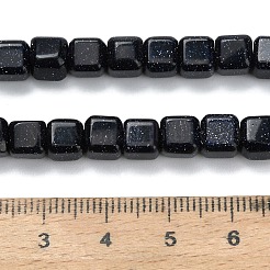 合成ブルーゴールドストーン青金砂石ビーズ連売り  キューブ  多面カット  6x6x6mm  穴：0.9mm  約63個/連  15.04インチ（38.2cm）&nbsp;G-L642-C01-6x6mm