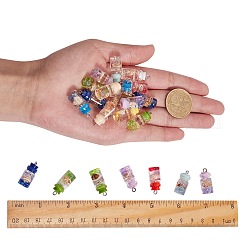 44個11色ガラスペンダント  樹脂フィラー＆コテ出し付  コラム  ミックスカラー  25x10mm  4個/カラー&nbsp;GLAA-SZ0001-25