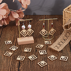 60個の木製ペンダント  バリーウッド  菱形  32.5x32.5x2.7mm  穴：1.6mm&nbsp;WOOD-FH0002-30A