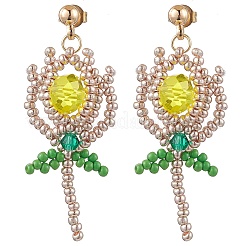 Glass Seed Beads Dangle Stud Earrings&nbsp;EJEW-MZ00326
