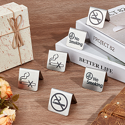 6Pcs 3 Styles Stainless Steel Hotel Resturant Table No-Smoking Tent Sign&nbsp;AJEW-CP0003-89
