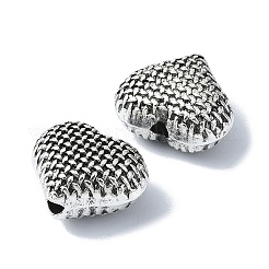 チベット風合金ビーズ  ハート  アンティークシルバー  10x12x6.5mm  穴：1.6mm  約213個/500g&nbsp;TIBEB-F065-08AS-07