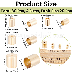 真鍮製コードエンドパーツ  エンドキャップ  長持ちメッキ  コラム  24KGP本金メッキ  5~9x4~8mm  穴：1.5~1.8 MMM  内径：3~7mm  20個/スタイル&nbsp;KK-CN0003-47G