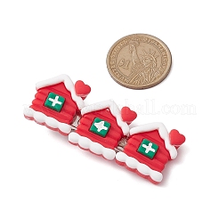 クリスマステーマの樹脂製ワニ口ヘアクリップ  鉄片入り  女の子のための  ハウス  23x61x17mm&nbsp;PHAR-JH00114