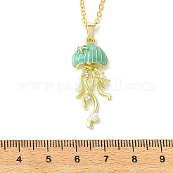 Summer Beach Alloy Enamel Sea Animal Pendant Brass Cable Chain Necklaces&nbsp;NJEW-JN06635-01