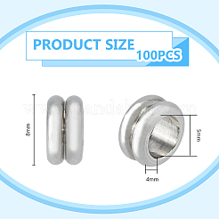 201 Stainless Steel Grooved European Beads&nbsp;STAS-DC0015-64