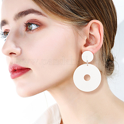 6 Pairs 6 Colors Acrylic Donut Dangle Stud Earrings with Steel Iron Pins for Women&nbsp;EJEW-AN0004-38