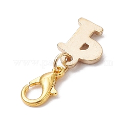 26個の文字a〜z合金ラインストーンペンダント装飾  バッグの飾り用のロブスター クロー クラスプ チャーム  ゴールドカラー  26.5mm&nbsp;HJEW-JM02653