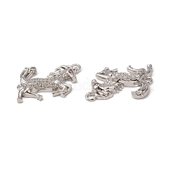Brass Micro Pave Clear Cubic Zirconia Connector Charms&nbsp;KK-E068-VB019