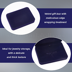ベルベットジュエリーセット収納ギフトボックス  長方形  ミッドナイトブルー  17.8x12.5x3.7cm&nbsp;CON-WH0104-10A