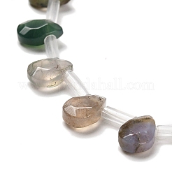 天然石インディアン瑪瑙ビーズ連売り  多面カット  ティアドロップ  トップ掘削  9x6x4mm  穴：0.8mm  約30~32個/連  16.54''（42センチメートル）&nbsp;G-Q167-A24-02