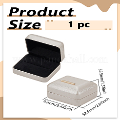 長方形のPUレザーリング梱包箱  内側のベルベットと  アンティークホワイト  6.2x5.25x3.85cm&nbsp;CON-WH0085-139
