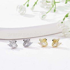 キュービックジルコニア スワン スタッド ピアス  女性用スターリングシルバージュエリー925個  プラチナ  9.5x8mm  ピン：0.8mm&nbsp;JE1003A