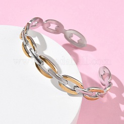 Two-tone 304 Stainless Steel Cuff Bangles&nbsp;BJEW-A160-01PG