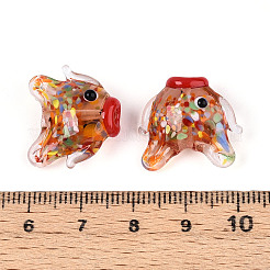 手作りランプワークビーズ  魚  ダークサーモン  14.5~19x17~21.5x9~10mm  穴：1.2~1.4mm  約29~30個/連  17.32~18.50''（44~47センチメートル）&nbsp;LS-LAMP-T023-16E