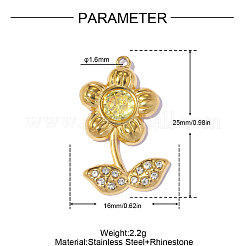 304 Stainless Steel & Rhinestone Pendants&nbsp;STAS-OY017-73G