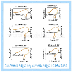 180Pcs 6 Style Brass Earring Hooks&nbsp;KK-PH0005-13