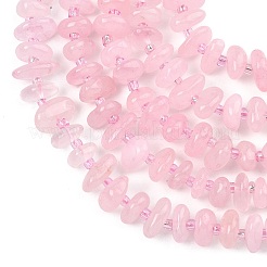 天然石ローズクォーツビーズ連売り  チップ  シードビーズで  6~15x7~10x2~6mm  穴：1mm  約70~79個/連  15.75~16.42''（40~41.7センチメートル）&nbsp;X-G-F821-B02-01
