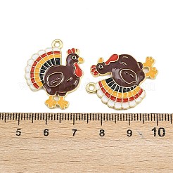 感謝祭のテーマの合金エナメルペンダント  カドミウムフリー＆鉛フリー  ライトゴールド  ひよこ  27x22x2mm  穴：1.6mm&nbsp;FIND-I065-04H-G