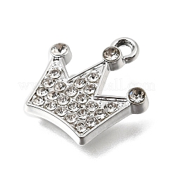 UVメッキ合金クリスタルラインストーンペンダント  クラウンチャーム  プラチナ  17x16x3mm  穴：1.8mm&nbsp;RB-CBAD37D-34P