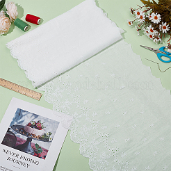 3ヤードの綿リボン  刺繍入りの花のレーストリム  ホワイト  13-7/8インチ（352mm）&nbsp;OCOR-BC0007-43