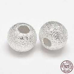 ラウンド925スターリングシルバーのテクスチャビーズ  銀  7x8.5mm  穴：3mm  約33個/20g&nbsp;STER-F012-23G