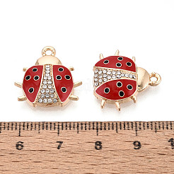 Rack Plating Alloy & Rhinestone & Enamel Pendants&nbsp;ENAM-T024-02A-G