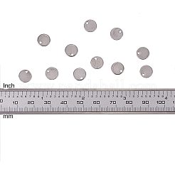 304ステンレススチール製刻印入りブランクタグペンダント  フラットラウンド  ステンレス鋼色  8x0.6mm  穴：1.5mm&nbsp;STAS-PH0010-25