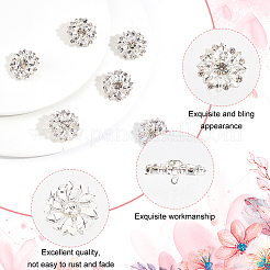 真鍮ラインストーンシャンクボタン6個  1穴  花  クリスタル  26.5x10.5mm  穴：1.8mm&nbsp;FIND-FG0001-96A