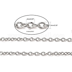 変色しにくい304ステンレススチールアズキチェーン  ハンダ付け  スプールで  オーバル  ステンレス鋼色  2x1.5x0.4mm  約82.02フィート（25m）/ロール&nbsp;CHS-R008-22